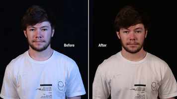 before and after shot with and without color correction gels