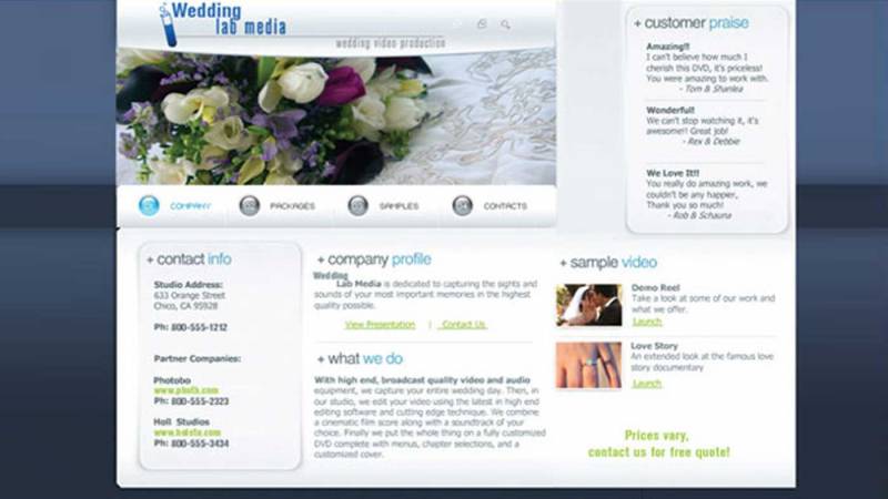 Wedding video production website