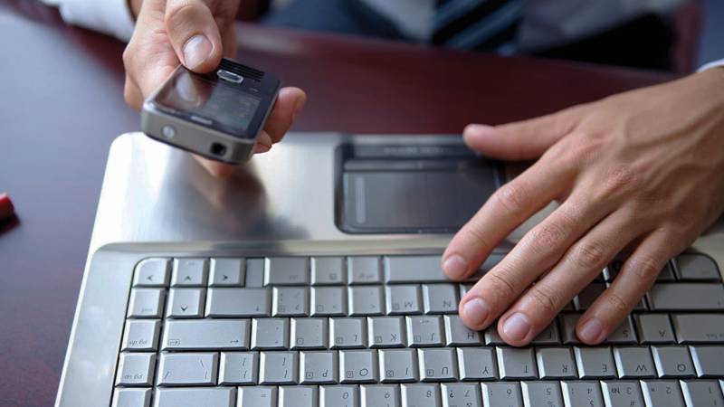 A cell phone ringing and keyboard representing diegetic sound
