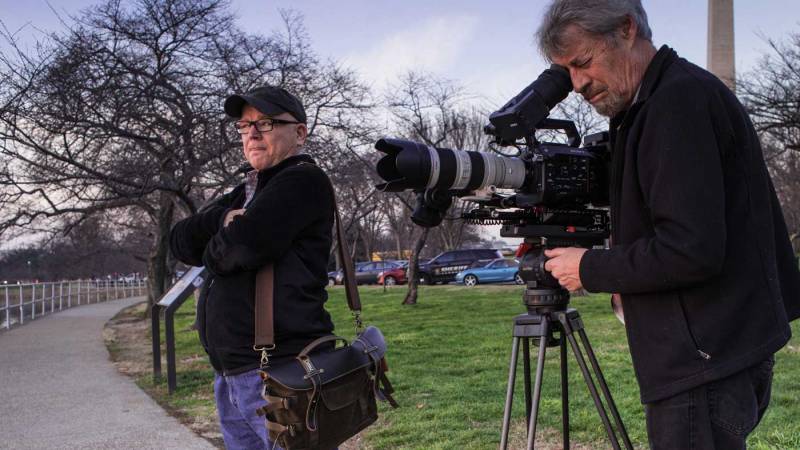 Director Fred Peabody and DP John Westheuser are seen here shooting scenics in Washington, D.C. to help put their interview and actuality footage in context.