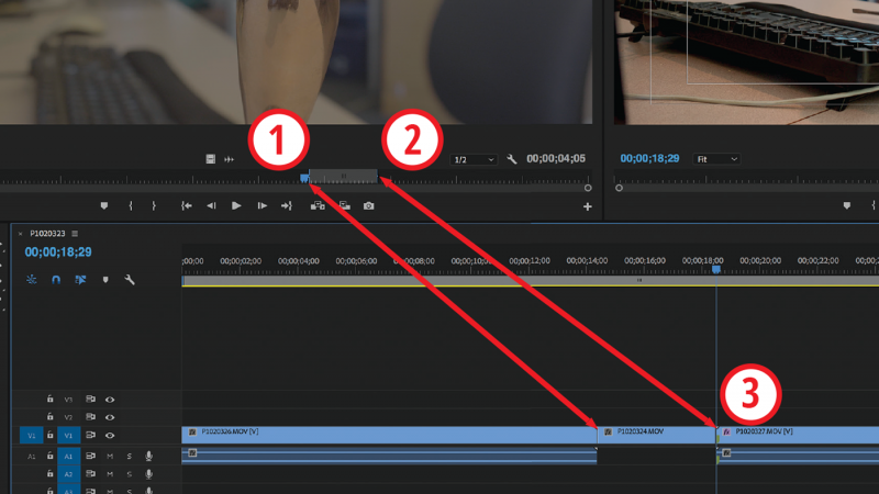 You can choose any three out of the four available edit points when placing a clip on the timeline. Here, two points are selected on the source clip and the third dictates where the clip will be placed in the edit.