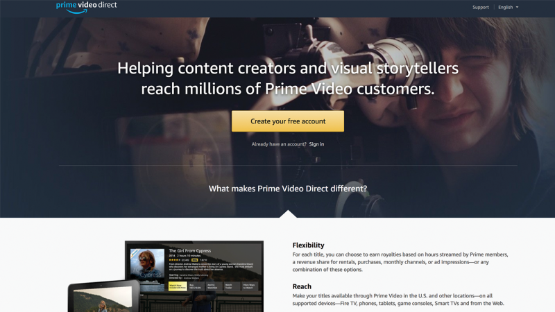 Video creators are now encouraged to distribute their work using Amazon Prime Video Direct.