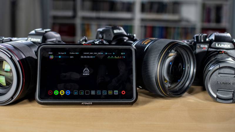 The Atomos Ninja V with a selection of cameras