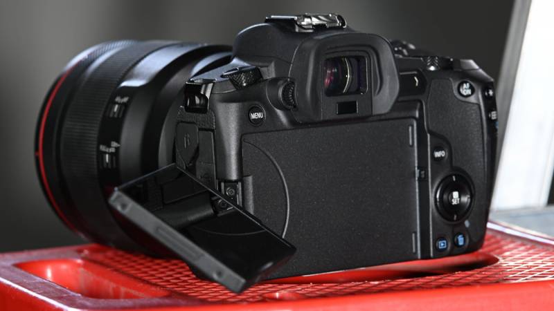 EOS R with rear display folded out