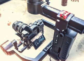 Camera on a hand held stabilizer