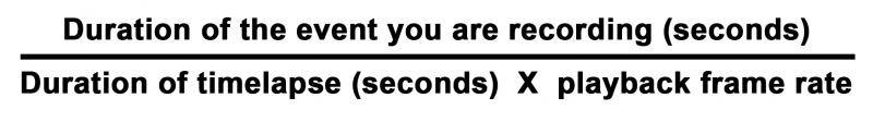 Image of the equation for calculating the frequency of frames to be shot for a timelapse