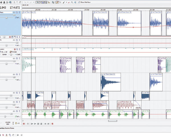 Look across your waveforms and follow the lines with dots on them, but  don't mistake volume for pan â both may use keyframes on a clip.