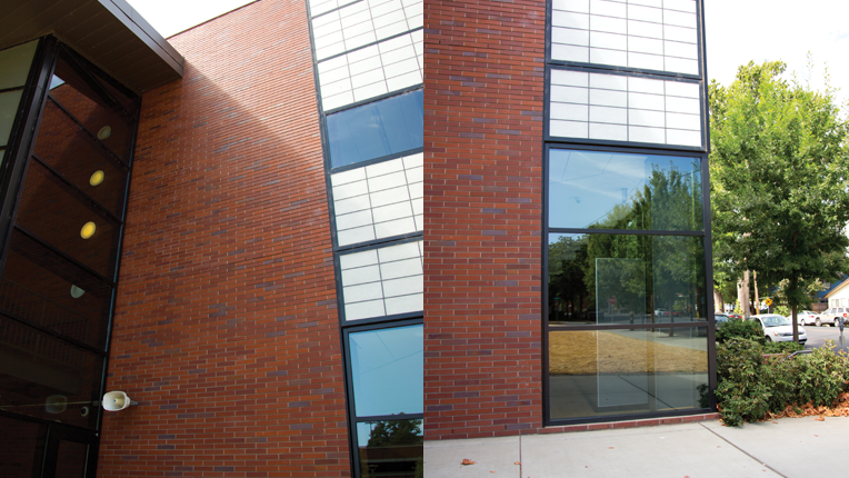 2 photos showing different angles of a building.