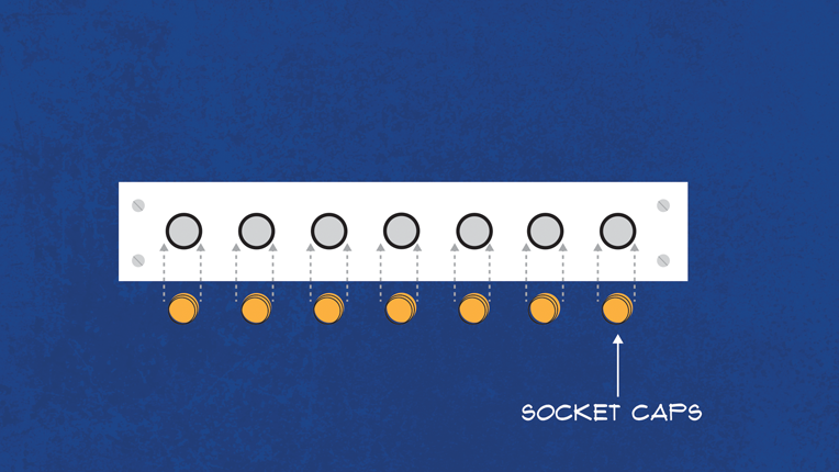 Diagram showing the replacement of the socket caps.