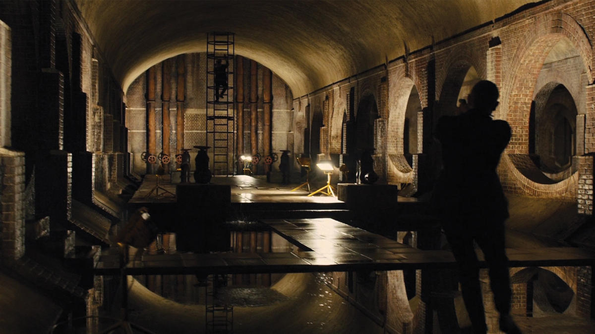 For this scene from âSkyfall,â cinematographer Roger Deakins had the art department disguise film lights as work lights so they could be seen on camera.