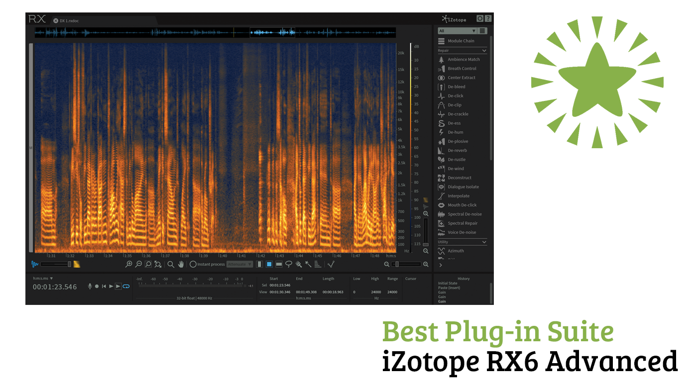 Best Plug-in Suite iZotope RX6 Advanced